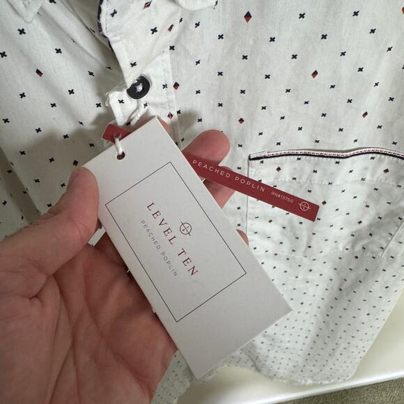 Level Ten Peached Poplin Button Up Cotton Shortsleeve Shirt US Men's L - Picture 4 of 7